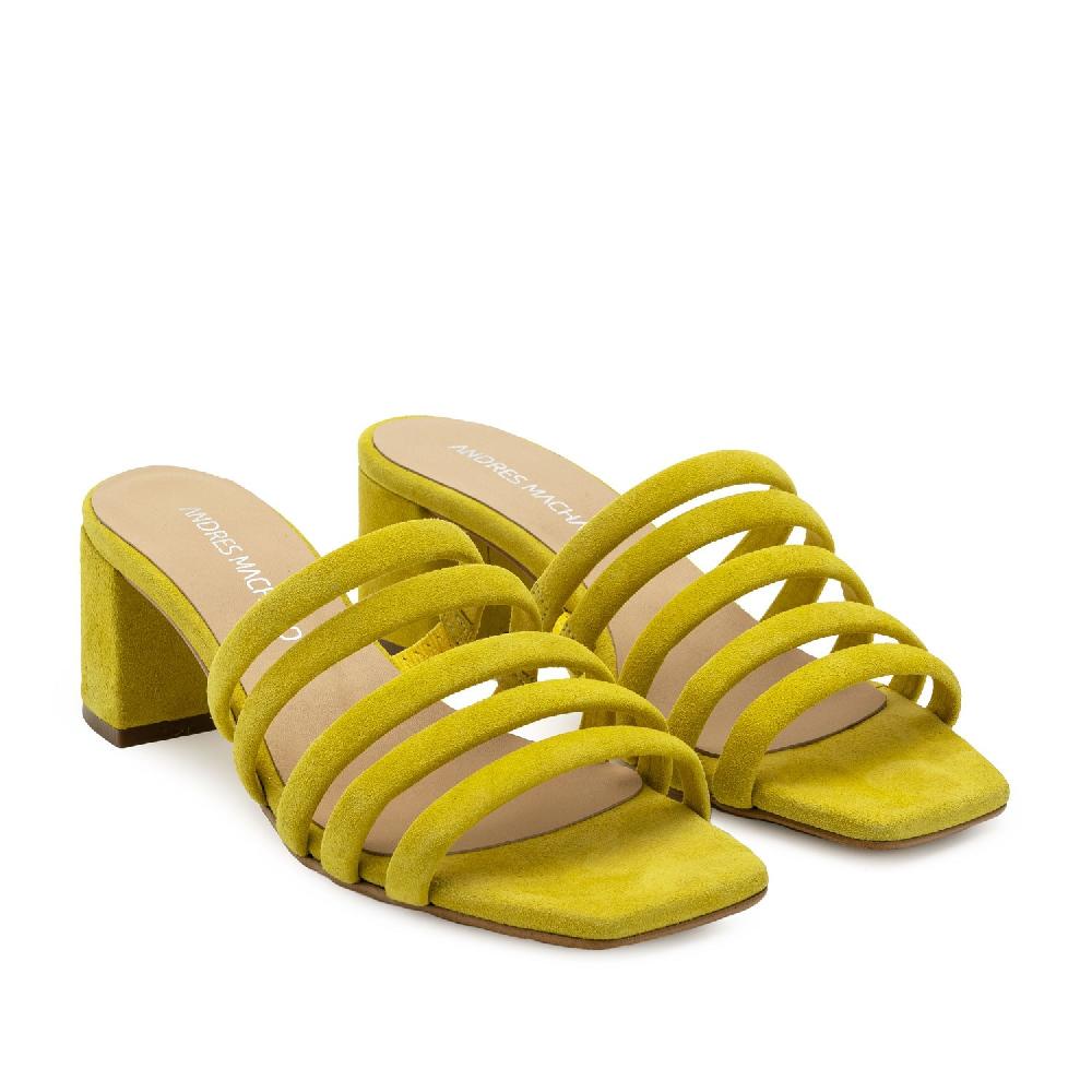 Andres machado Mule ante amarillo tiras tubulares Precio ultrabajo