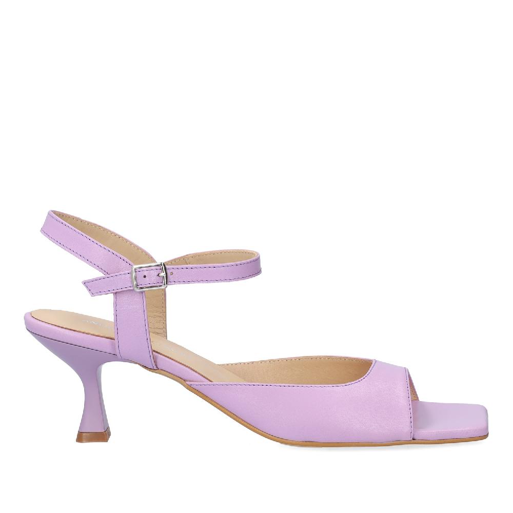 Andres machado Sandalia con tacón en piel Lavanda Outlet online