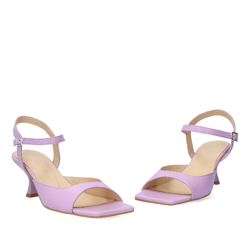Andres machado Sandalia con tacón en piel Lavanda Outlet online