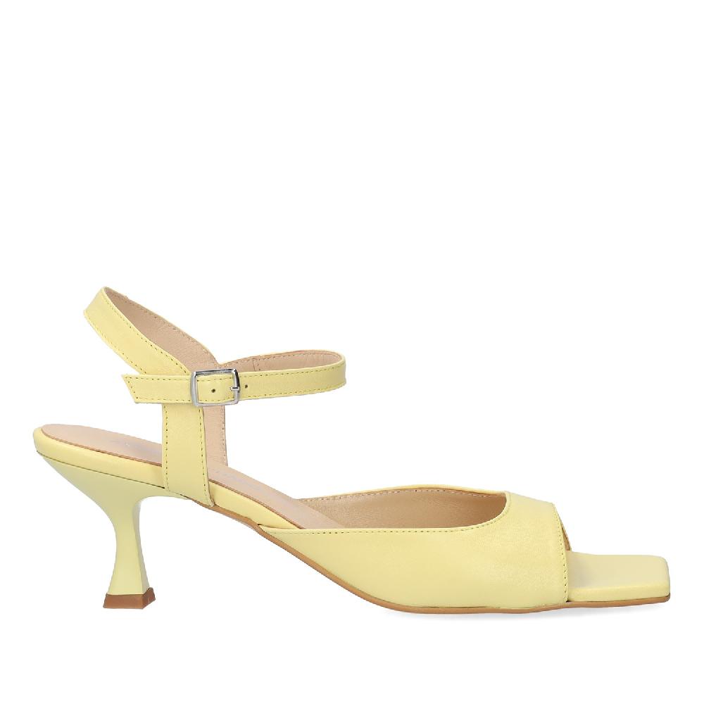 Andres machado Sandalia con tacón en piel Amarillo Venta caliente