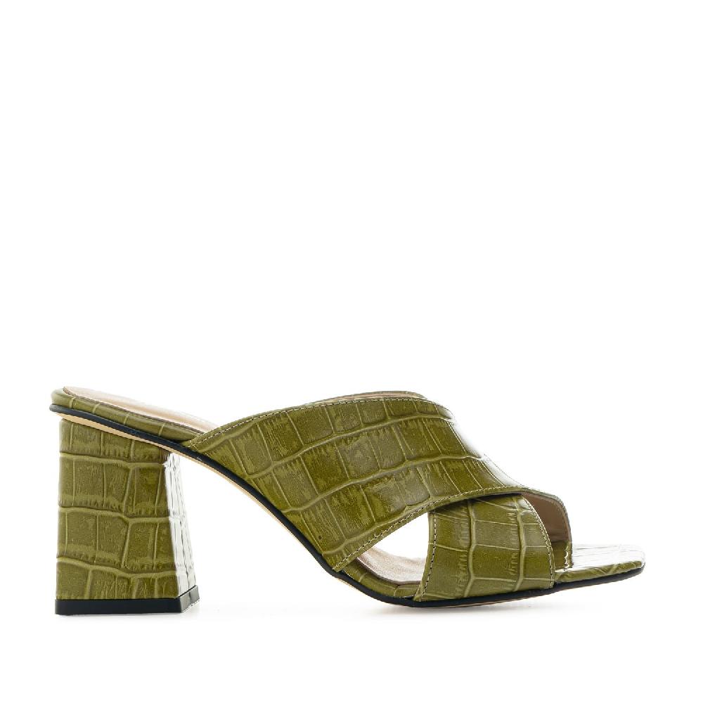 Andres machado Sandalias en piel coco de color Verde Oliva Descuento