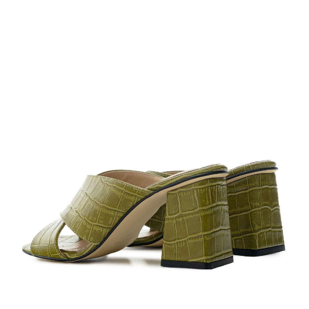 Andres machado Sandalias en piel coco de color Verde Oliva Descuento