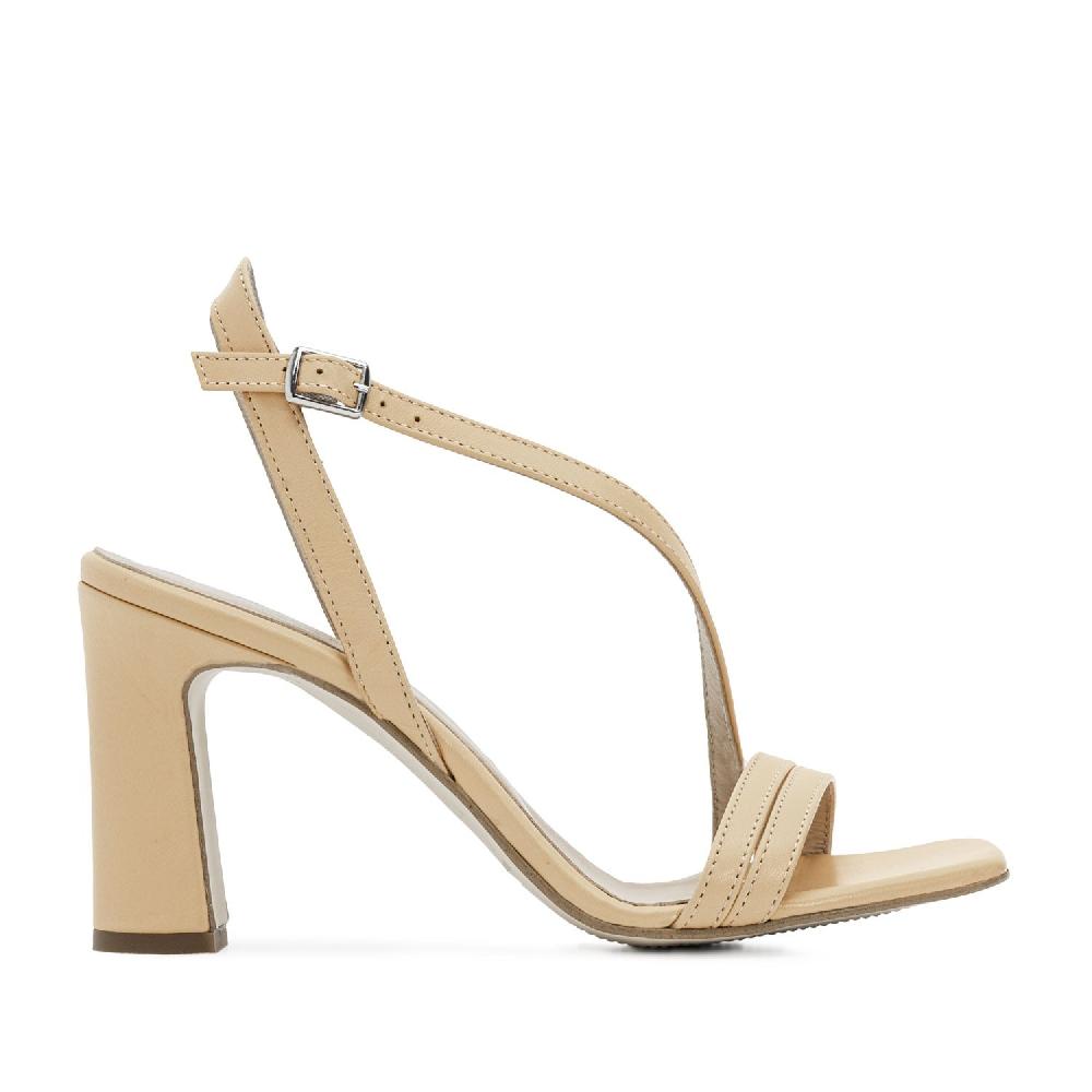 Andres machado Sandalia tacón piel beige Ofertas