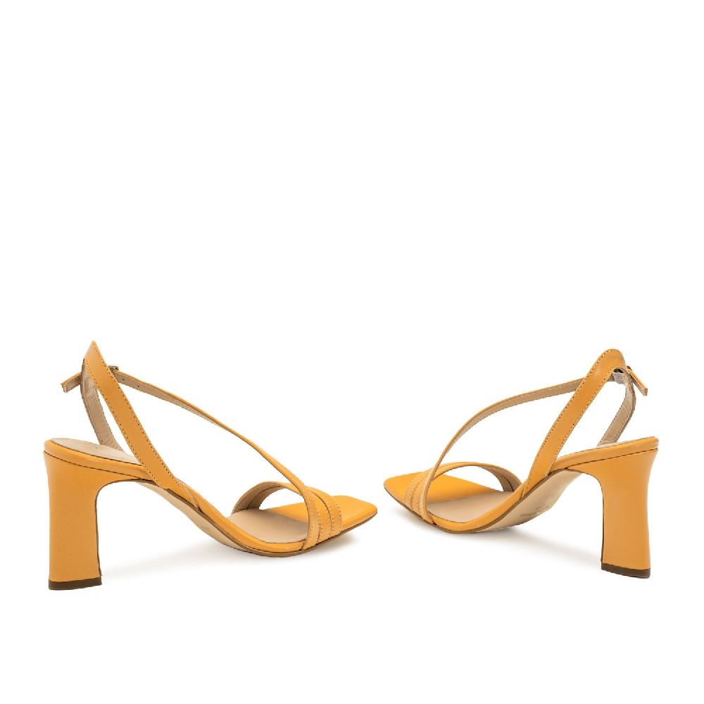 Andres machado Sandalia tacón piel naranja Gran oferta