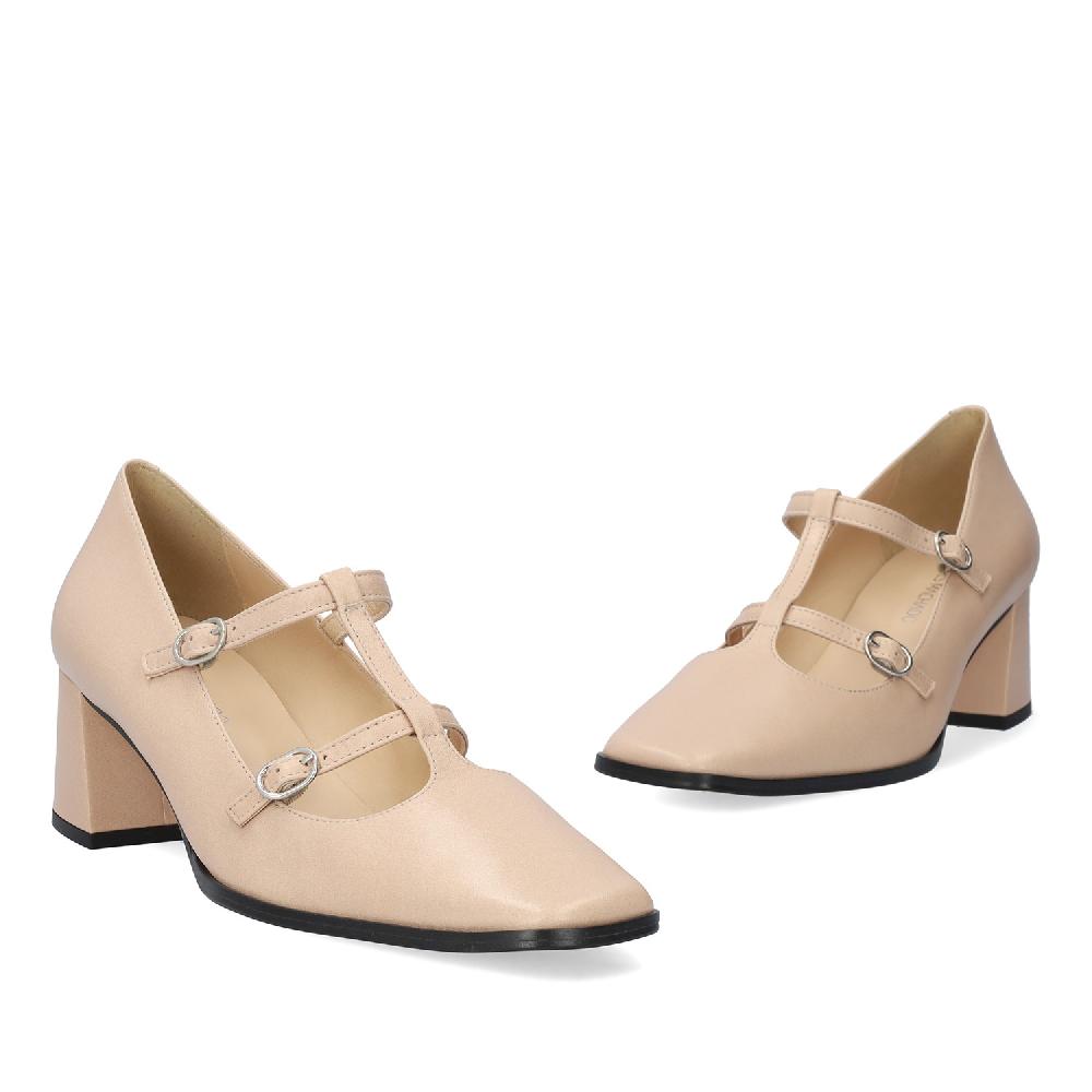 Andres machado Zapato tacón en piel de color Tostado Tienda