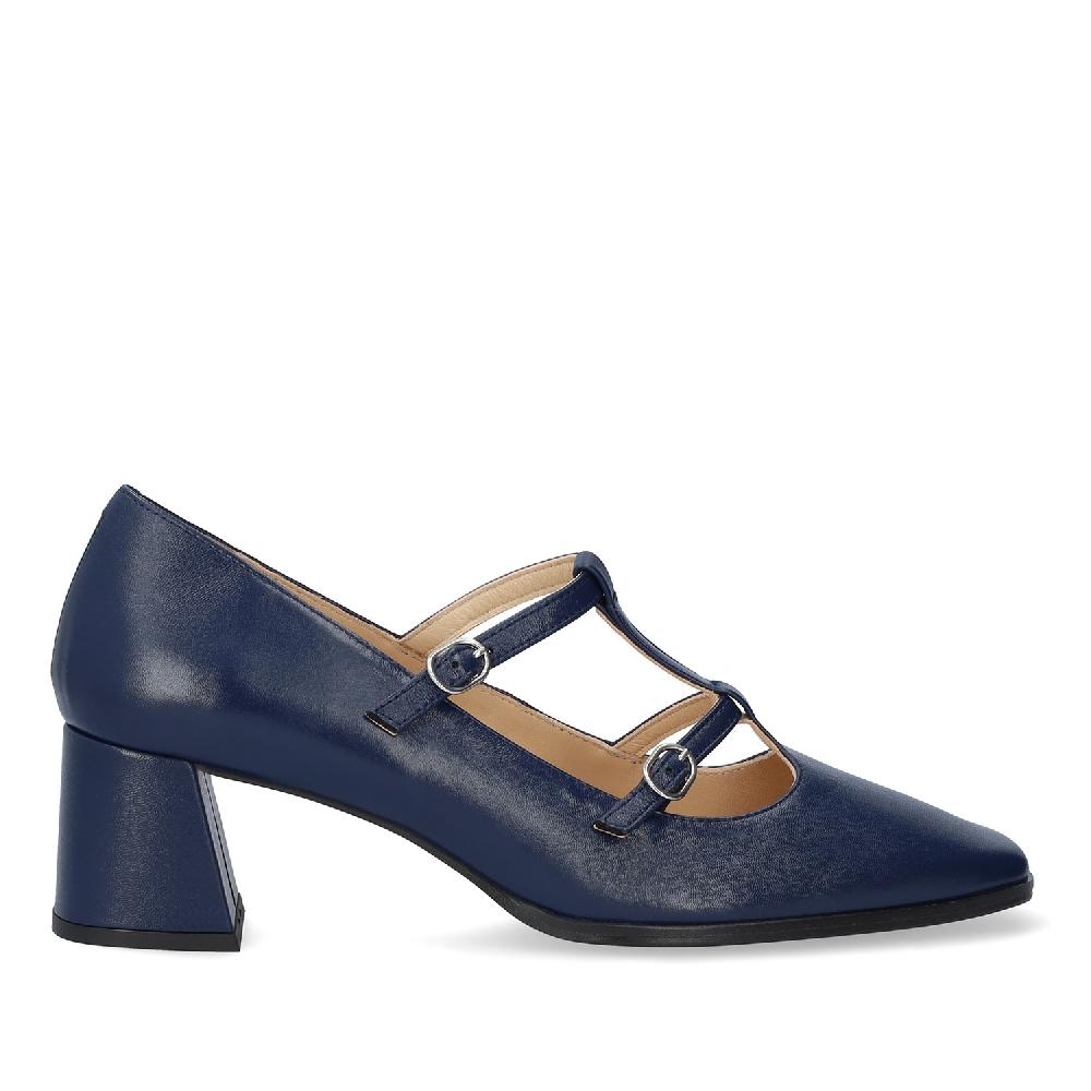 Andres machado Zapato tacón en piel de color Marine Liquidación