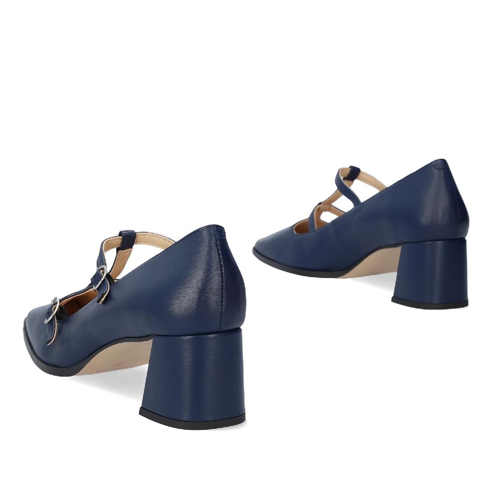 Andres machado Zapato tacón en piel de color Marine Liquidación