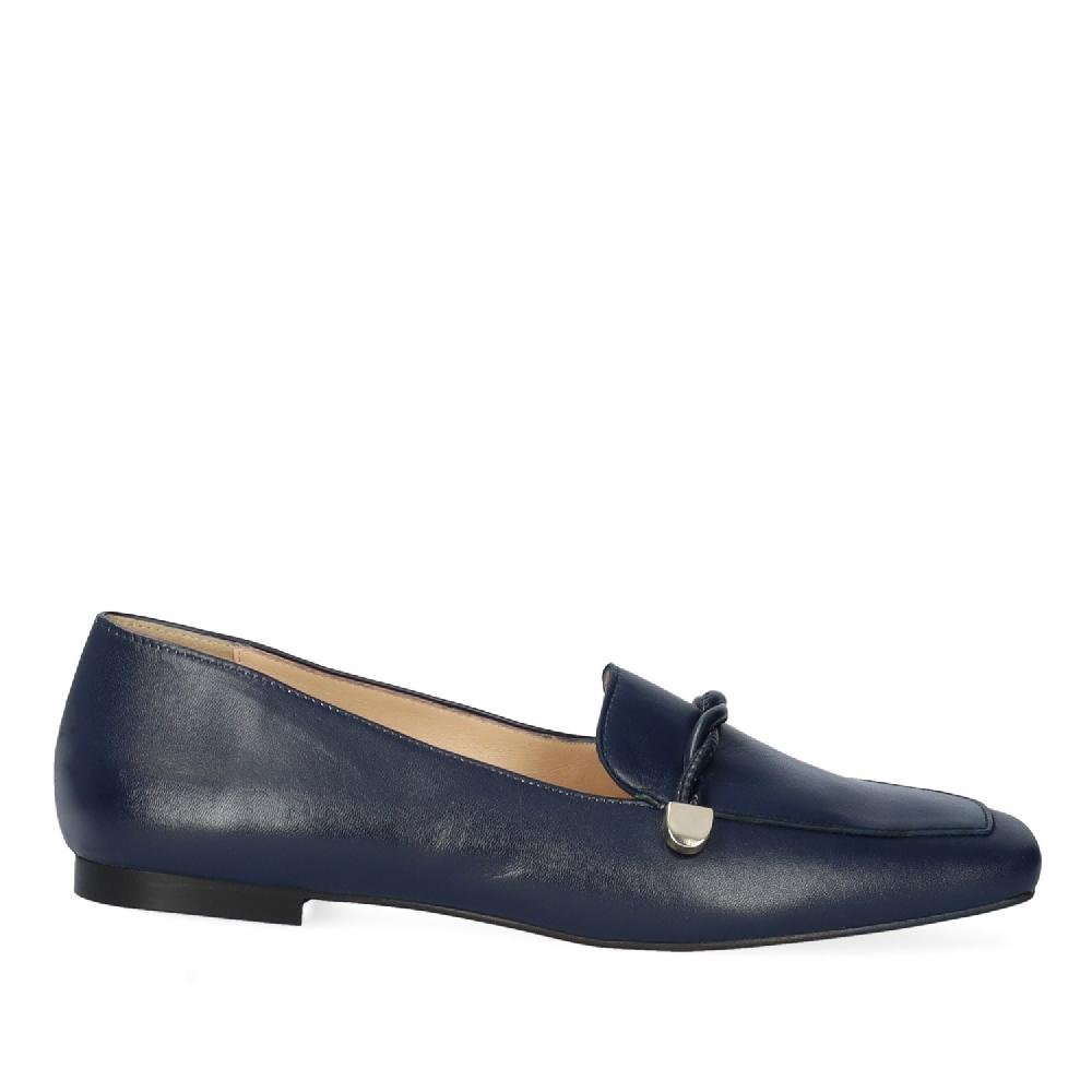 Andres machado Mocasín piel de color marino Oferta especial