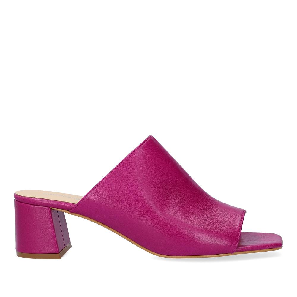 Andres machado Mule con tacón en piel Morado Superdescuento