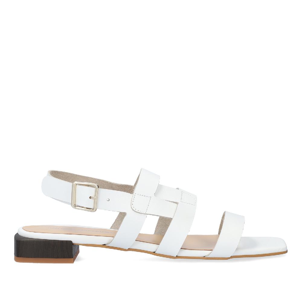 Andres machado Sandalia plana en piel Blanco Precios de Black Friday