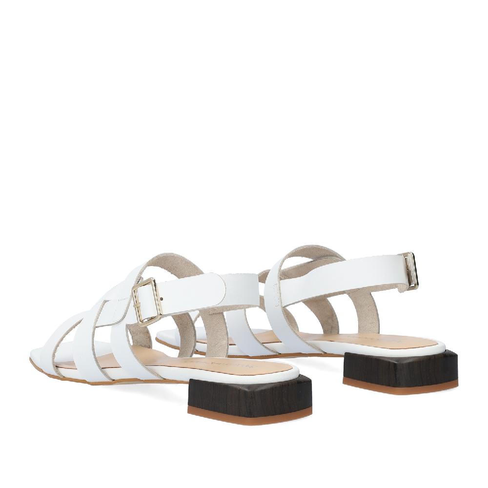 Andres machado Sandalia plana en piel Blanco Precios de Black Friday