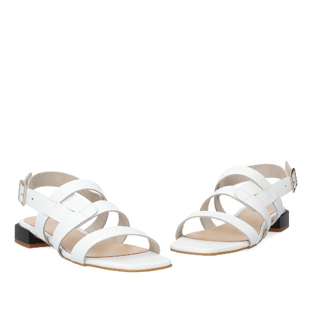 Andres machado Sandalia plana en piel Blanco Precios de Black Friday
