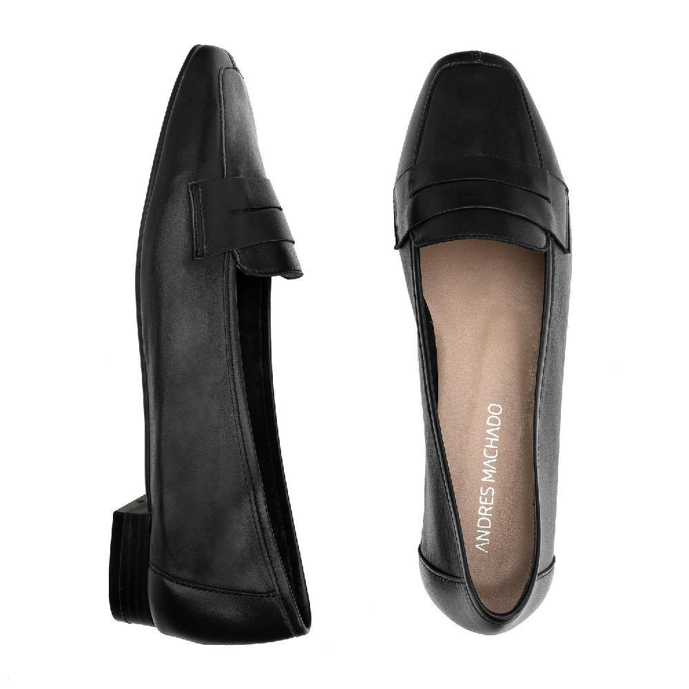 Andres machado Mocasín antifaz en piel negro Última moda