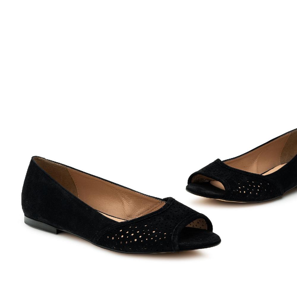 Andres machado Bailarina peep toe ante negro Ofertas especiales