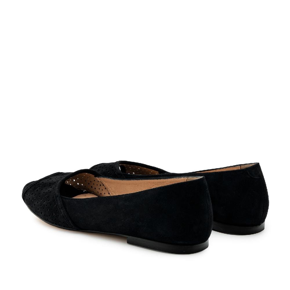 Andres machado Bailarina peep toe ante negro Ofertas especiales