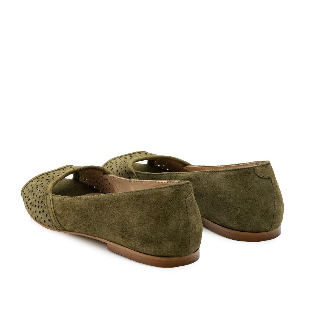 Andres machado Bailarina peep toe ante verde Grandes ahorros