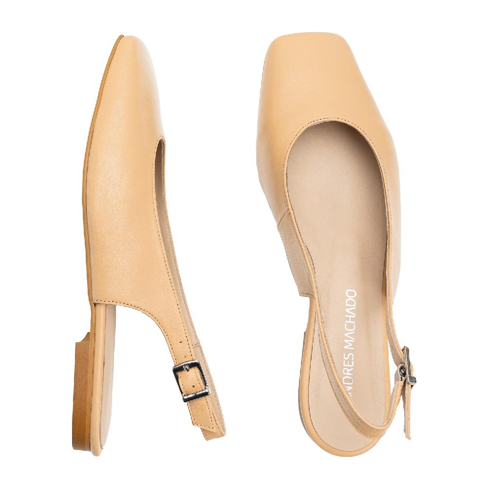 Andres machado Bailarina destalonada en piel beige Precio ultrabajo