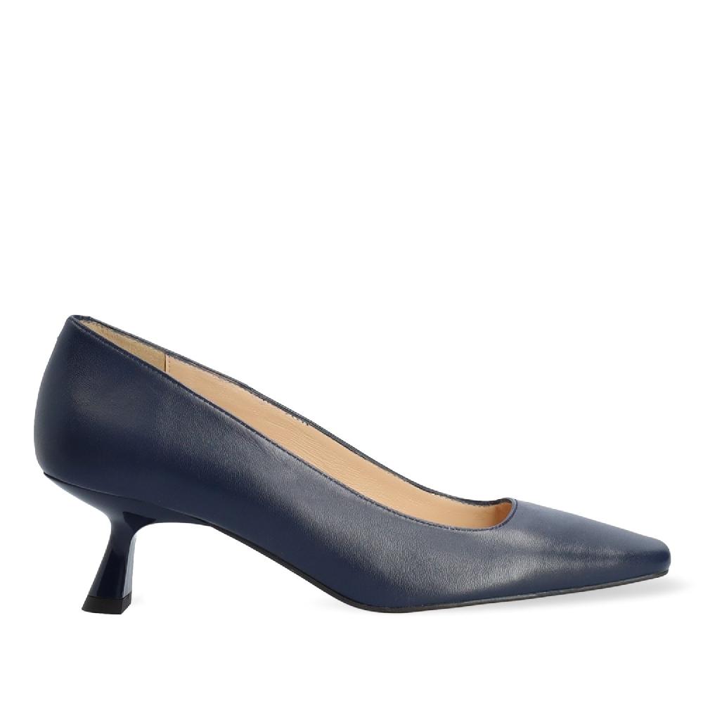 Andres machado Zapato de tacón en piel de color marino Rebajas