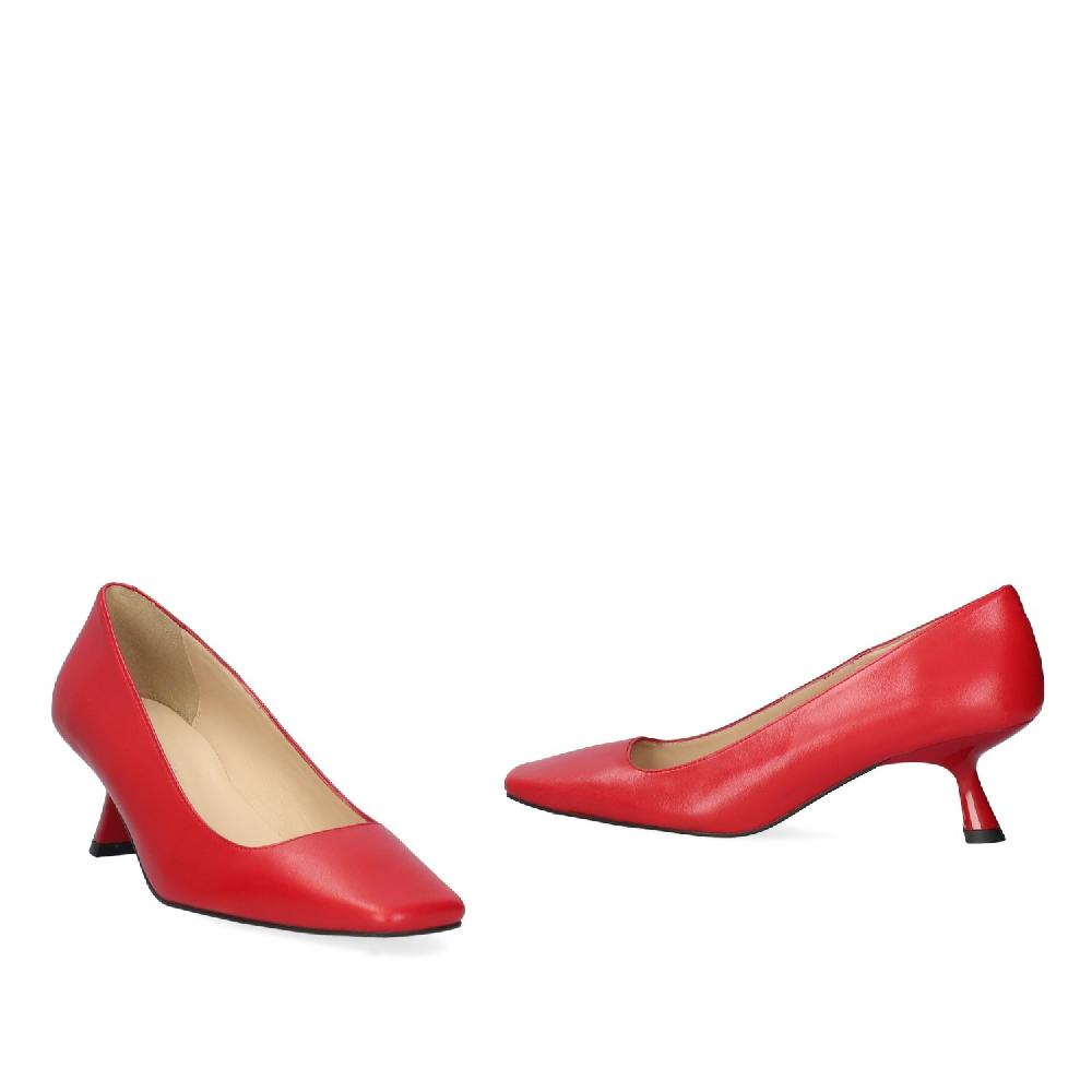 Andres machado Zapato de tacón en piel de color rojo Ofertas