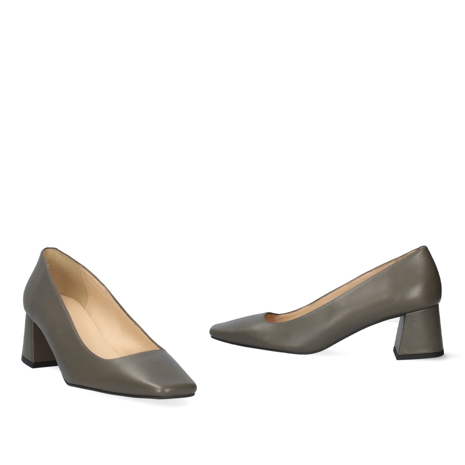 Andres machado Zapato tacón en piel de color gris Ventas relámpago