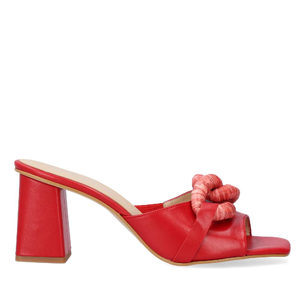 Andres machado Sandalia con tacón en piel Rojo En oferta