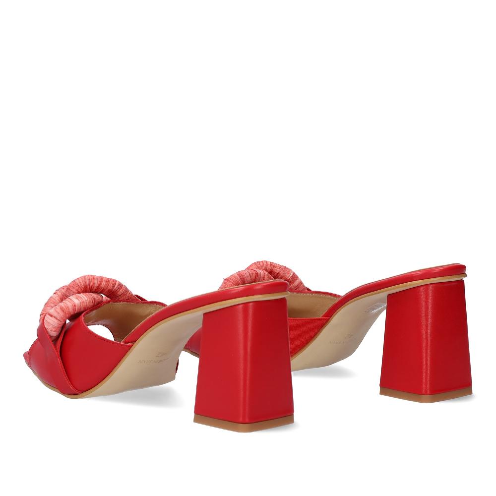 Andres machado Sandalia con tacón en piel Rojo En oferta
