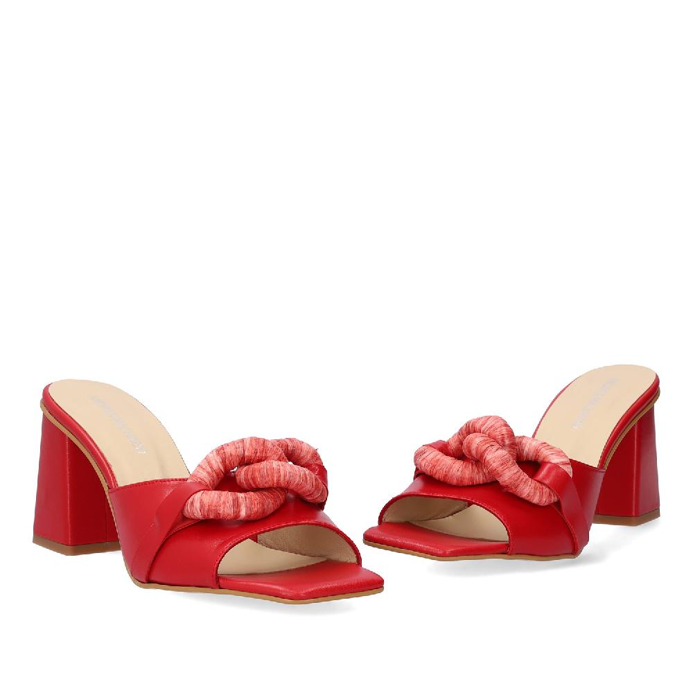 Andres machado Sandalia con tacón en piel Rojo En oferta