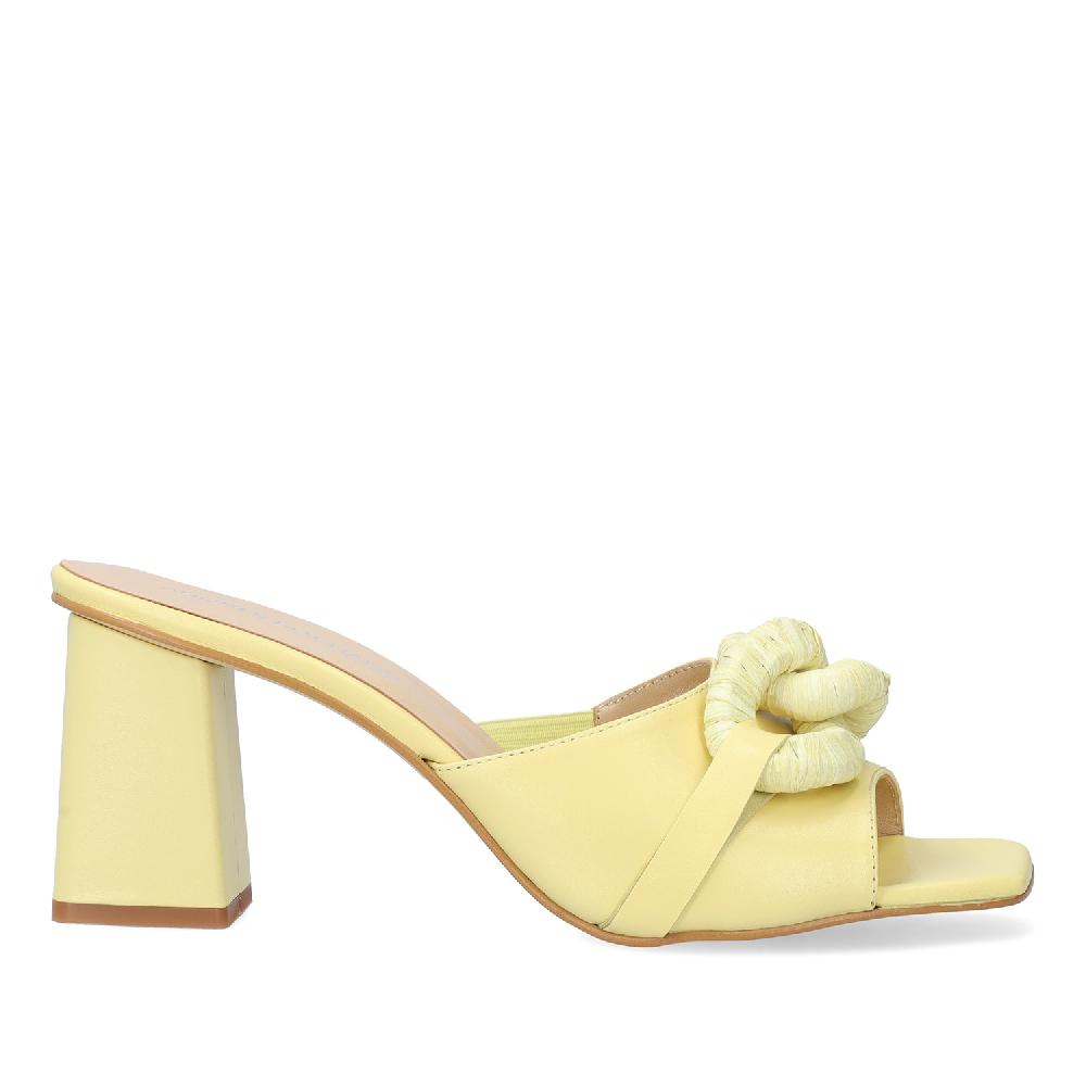 Andres machado Sandalia con tacón en piel Amarillo Descuentos del mes