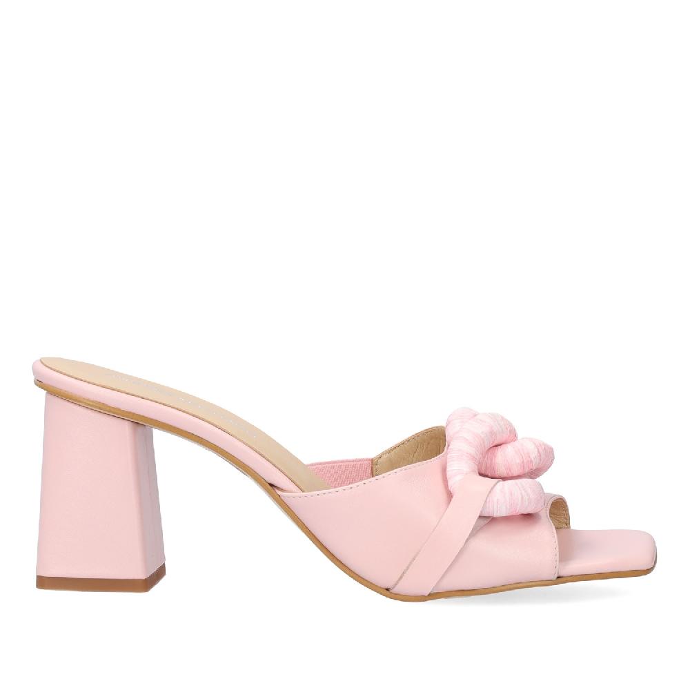 Andres machado Sandalia con tacón en piel Rosa Oferta exclusiva