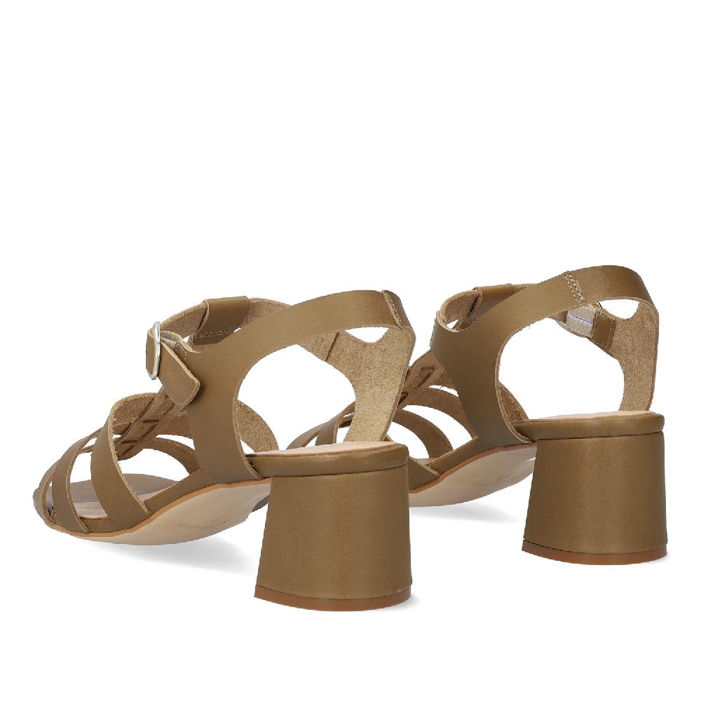 Andres machado Sandalia con tacón en piel Kaki Descuento por venta flash