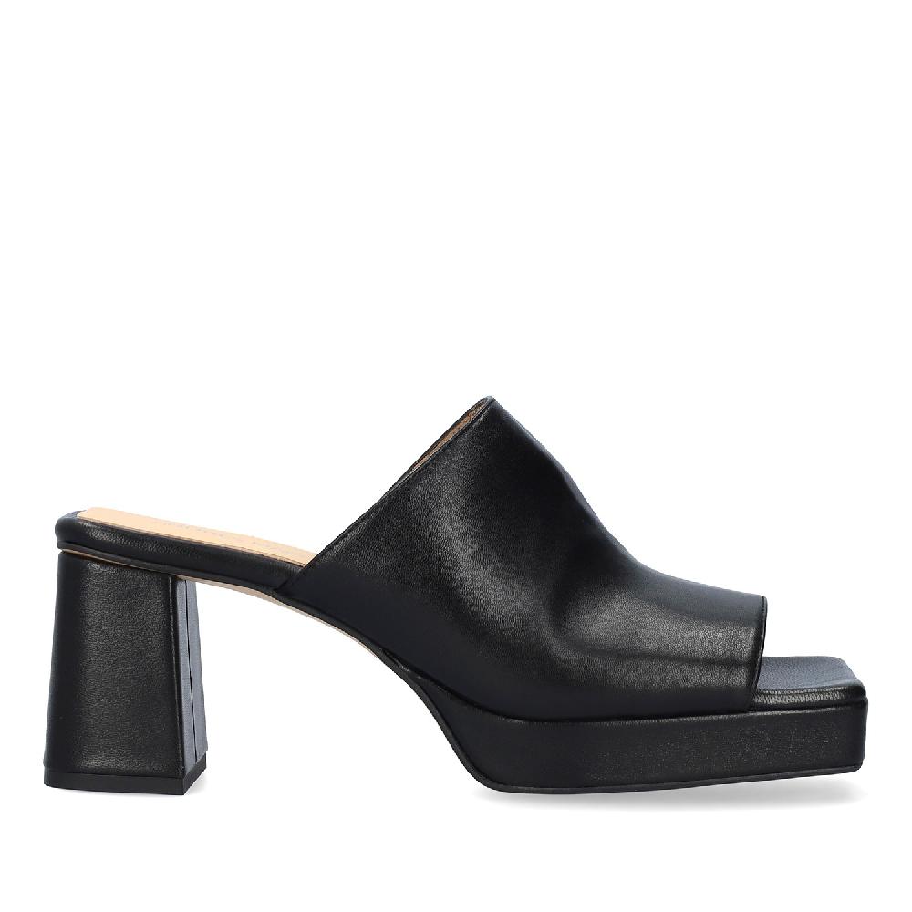 Andres machado Mule con tacón y plataforma en piel negro Precio ultrabajo