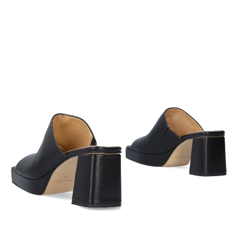 Andres machado Mule con tacón y plataforma en piel negro Precio ultrabajo