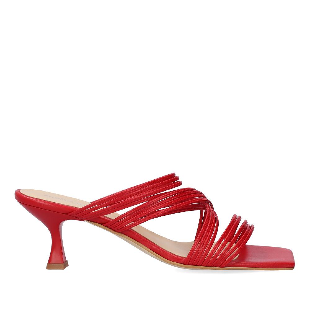 Andres machado Sandalia con tacón en piel Rojo Outlet online