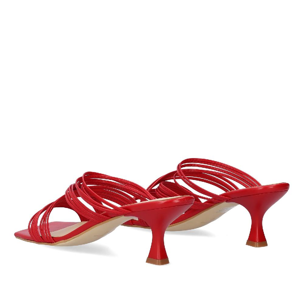 Andres machado Sandalia con tacón en piel Rojo Outlet online