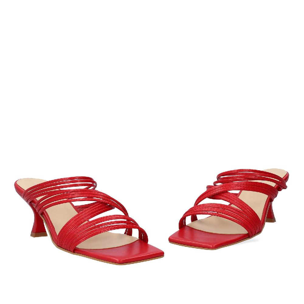 Andres machado Sandalia con tacón en piel Rojo Outlet online