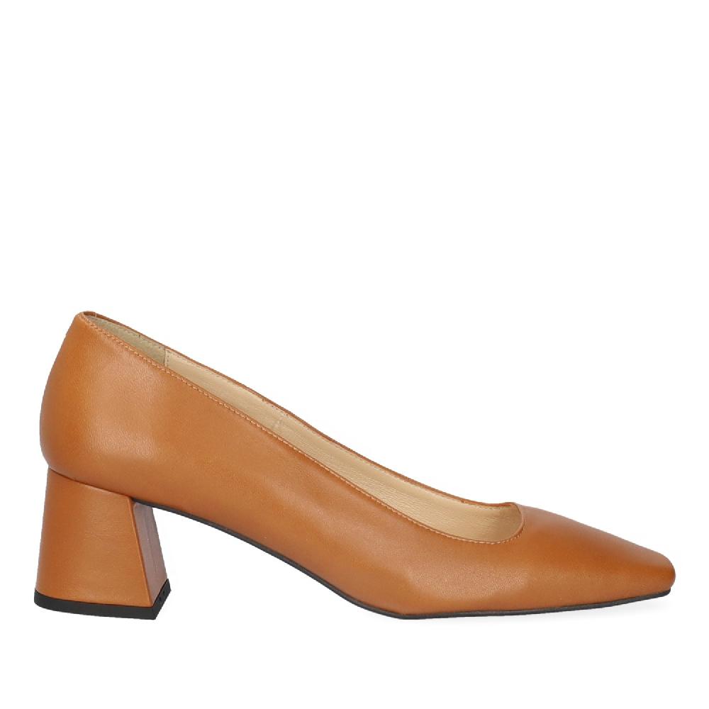 Andres machado Zapato tacón en piel de color cuero Ventas relámpago