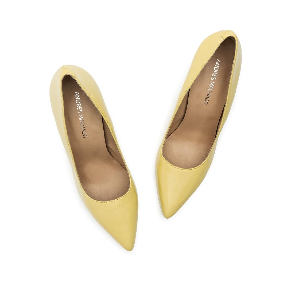 Andres machado Zapato Tacón de Piel Napa Amarillo Descuento