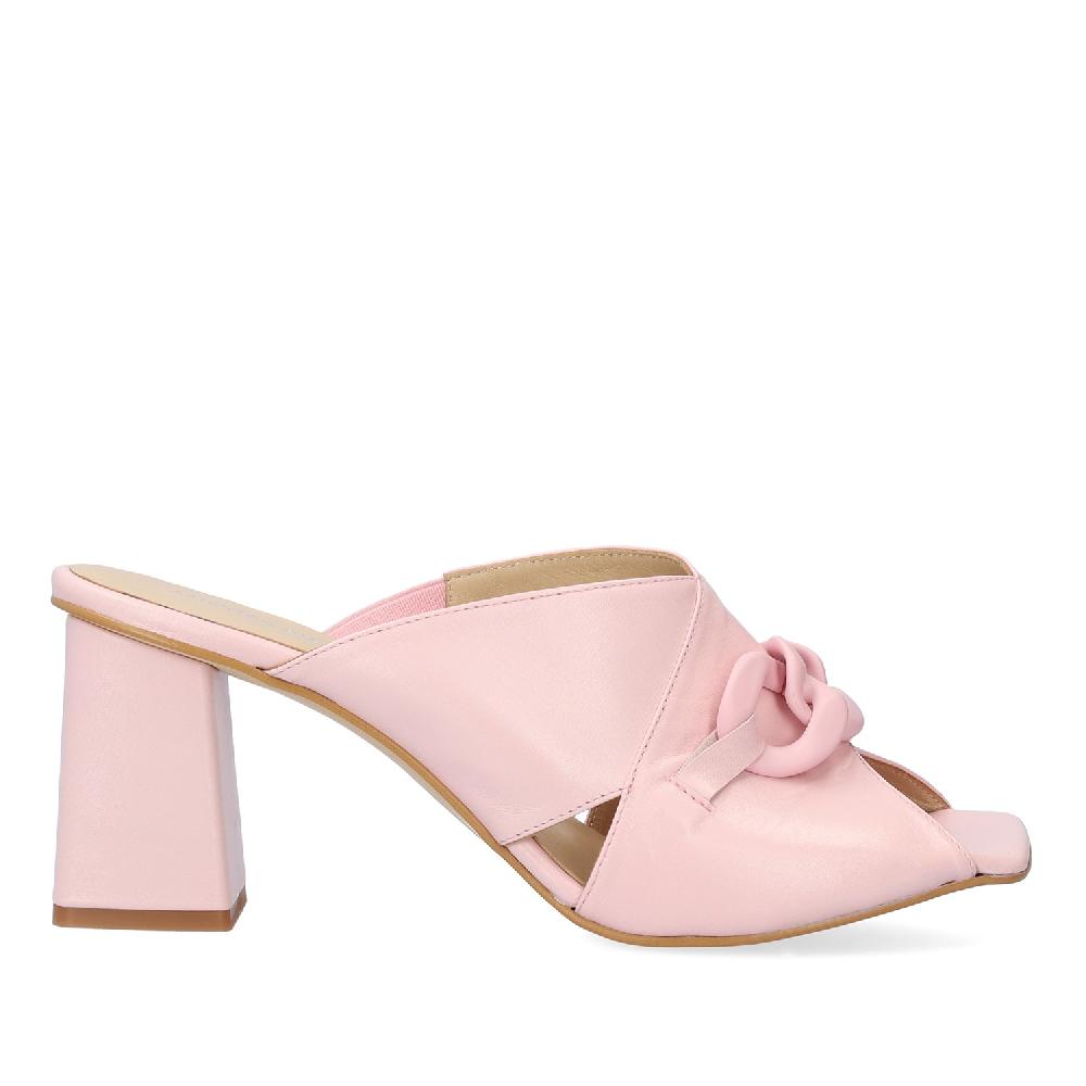 Andres machado Sandalia con tacón en piel Rosa COMPRAR AHORA