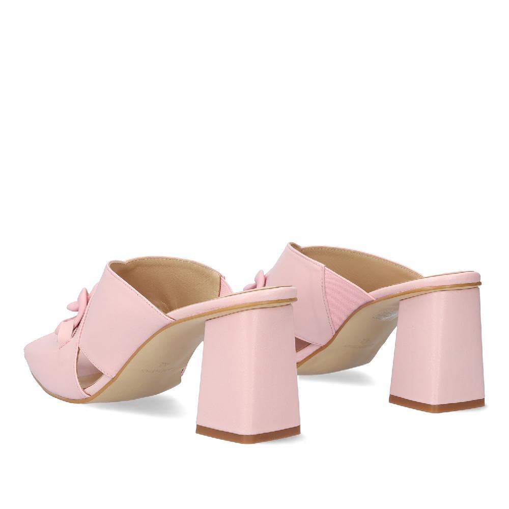 Andres machado Sandalia con tacón en piel Rosa COMPRAR AHORA