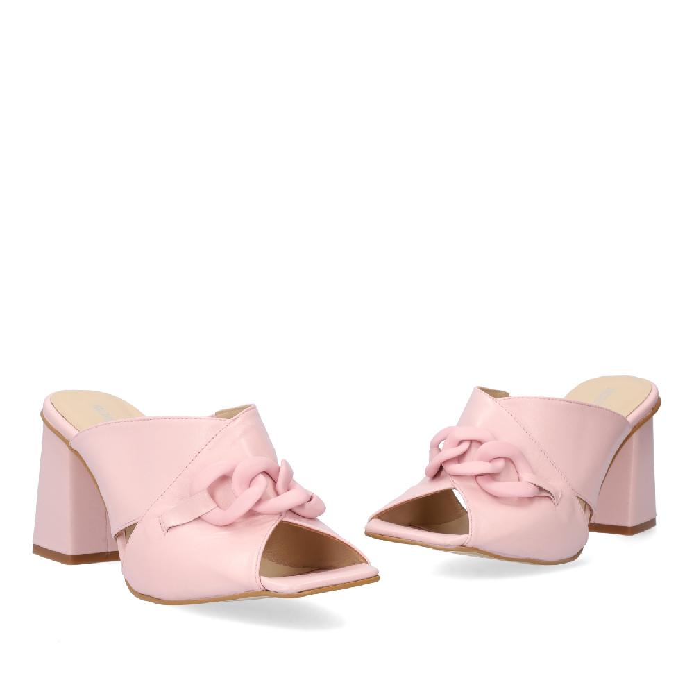 Andres machado Sandalia con tacón en piel Rosa COMPRAR AHORA