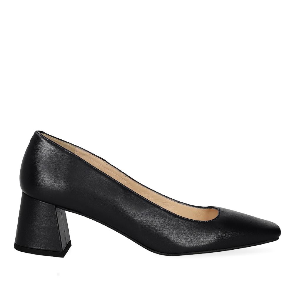 Andres machado Zapato tacón en piel de color negro Superdescuento