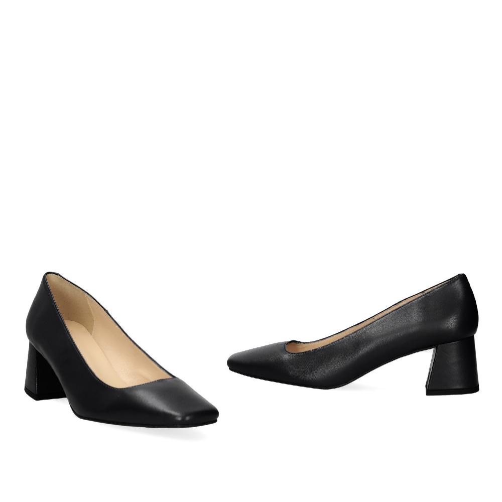 Andres machado Zapato tacón en piel de color negro Superdescuento
