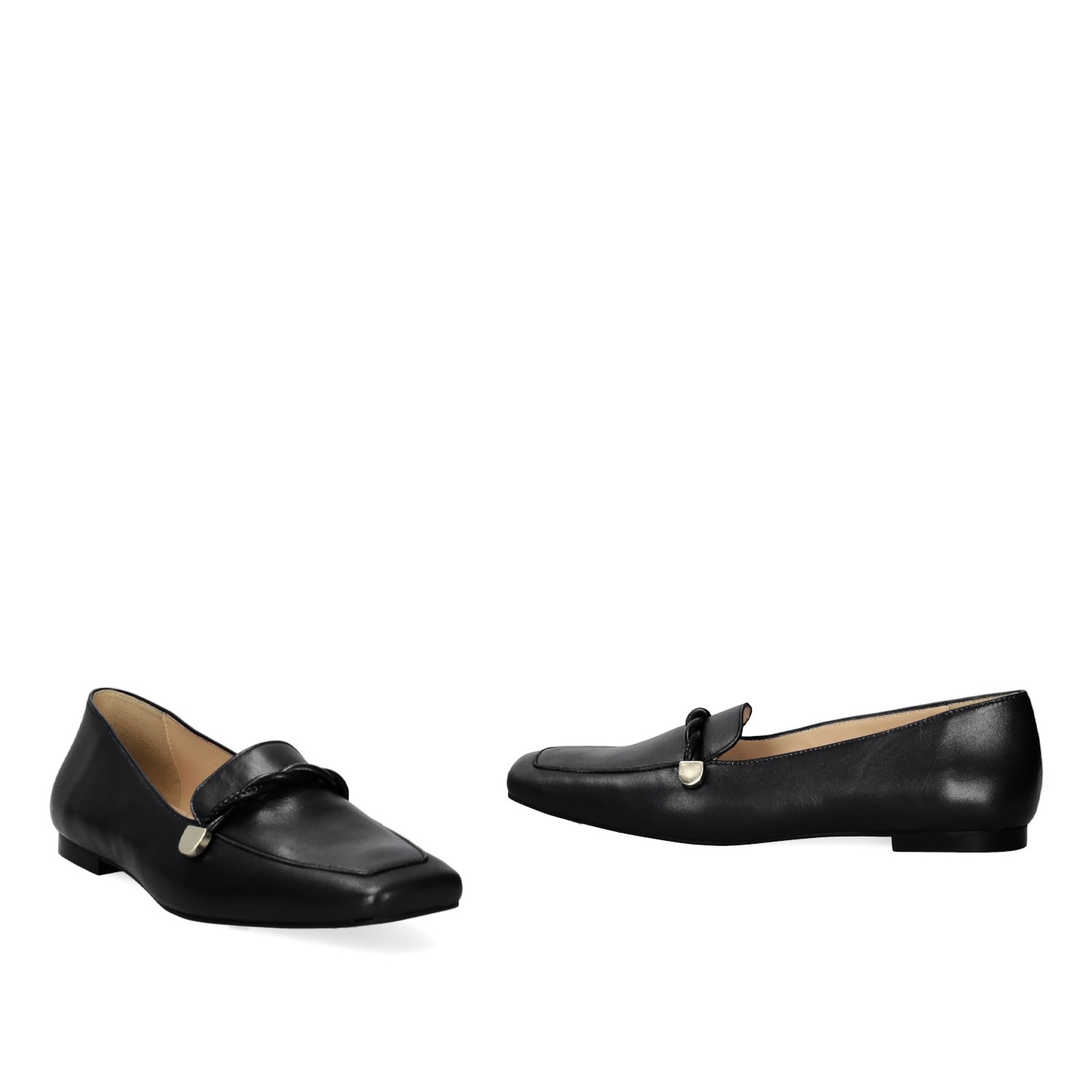 Andres machado Mocasín piel de color negro Ahorra y exporta