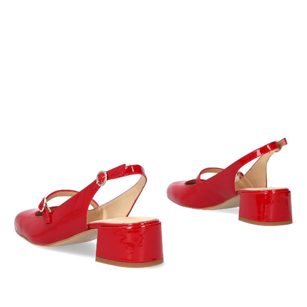Andres machado Salón de estilo Mary Jane charol con tacón en piel rojo Mejor oferta