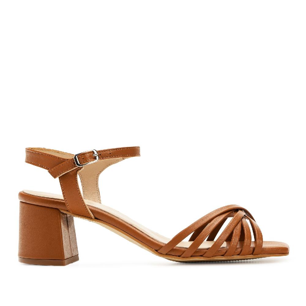 Andres machado Sandalias de tiras en piel lisa de color marrón Oferta especial