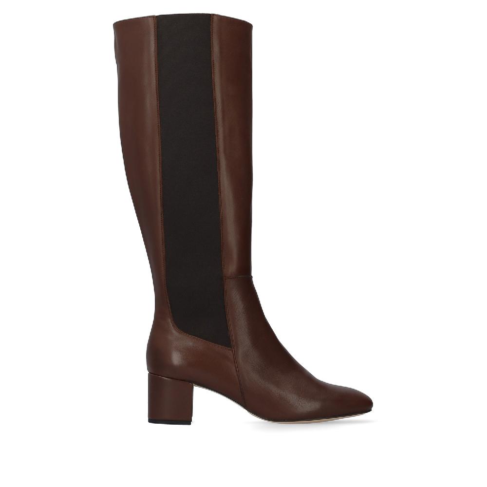 Andres machado Bota alta en piel de color Chocolate Oferta especial de fábrica