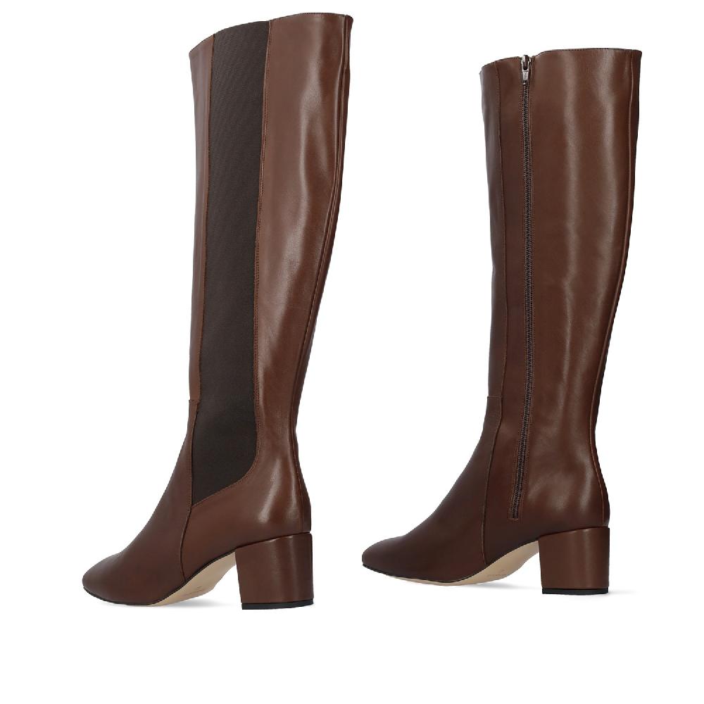 Andres machado Bota alta en piel de color Chocolate Oferta especial de fábrica