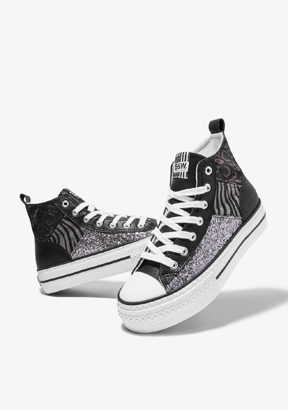 Break & walk Zapatillas Altas Plataforma Patchwork Negro Estampado En oferta