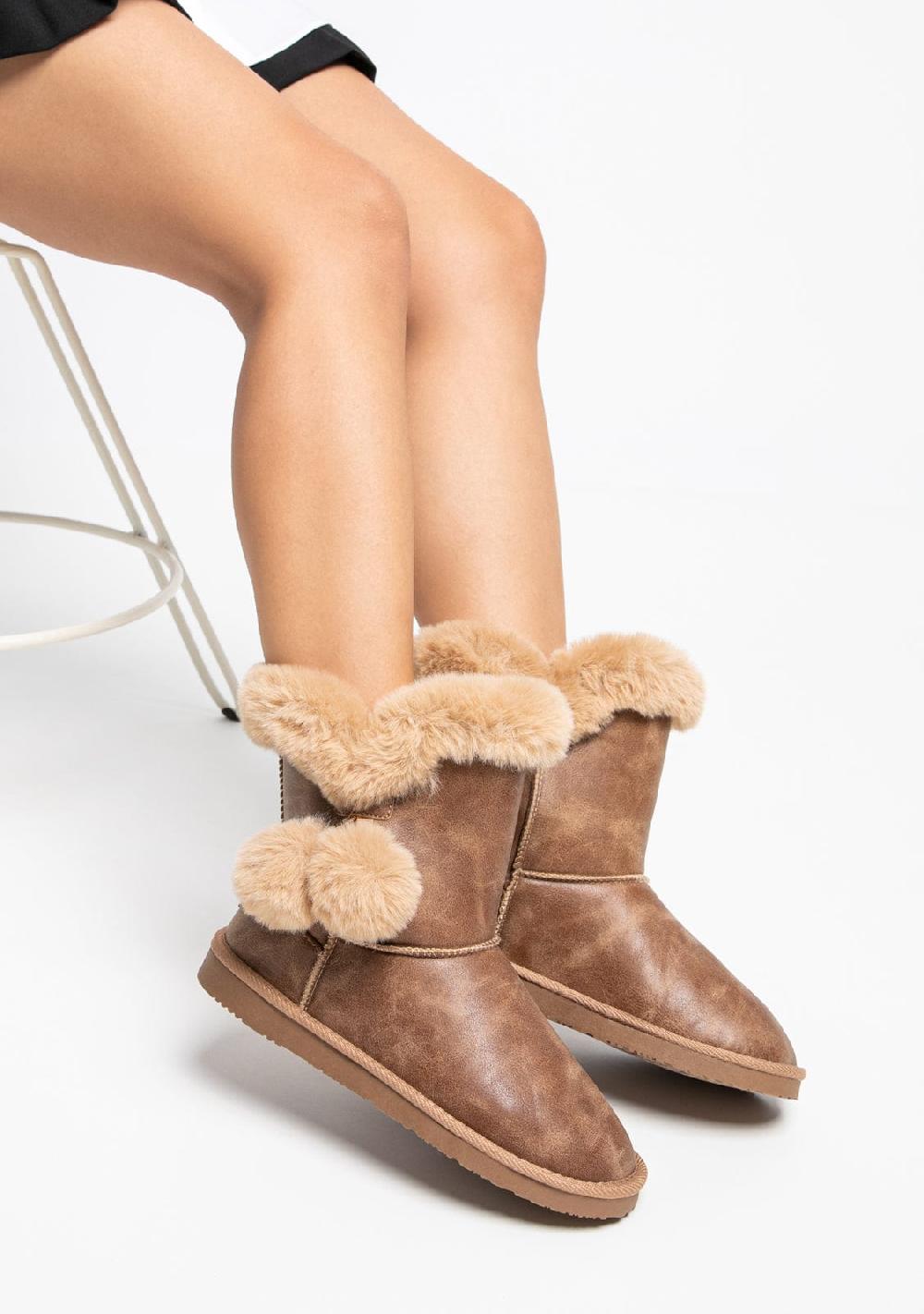 Break & walk Botas Australianas Pompón Pelo Napa Camel Rebajas online