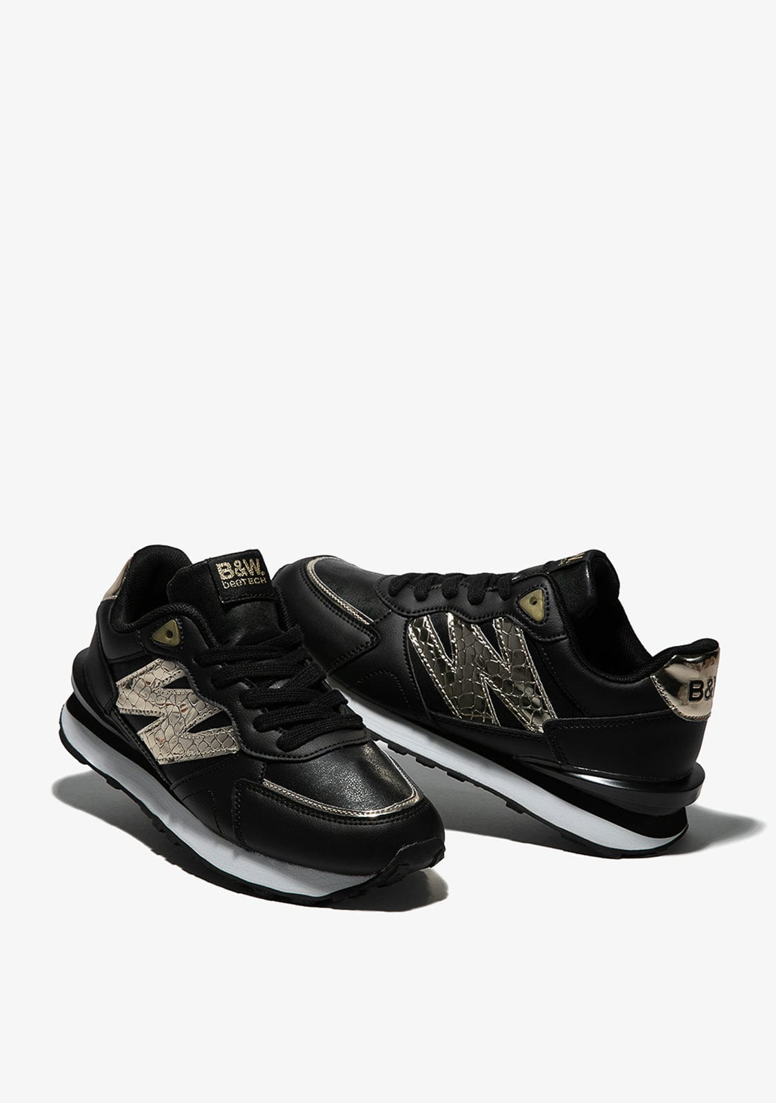 Break & walk Zapatillas Metalizado Napa Negro Envío gratis